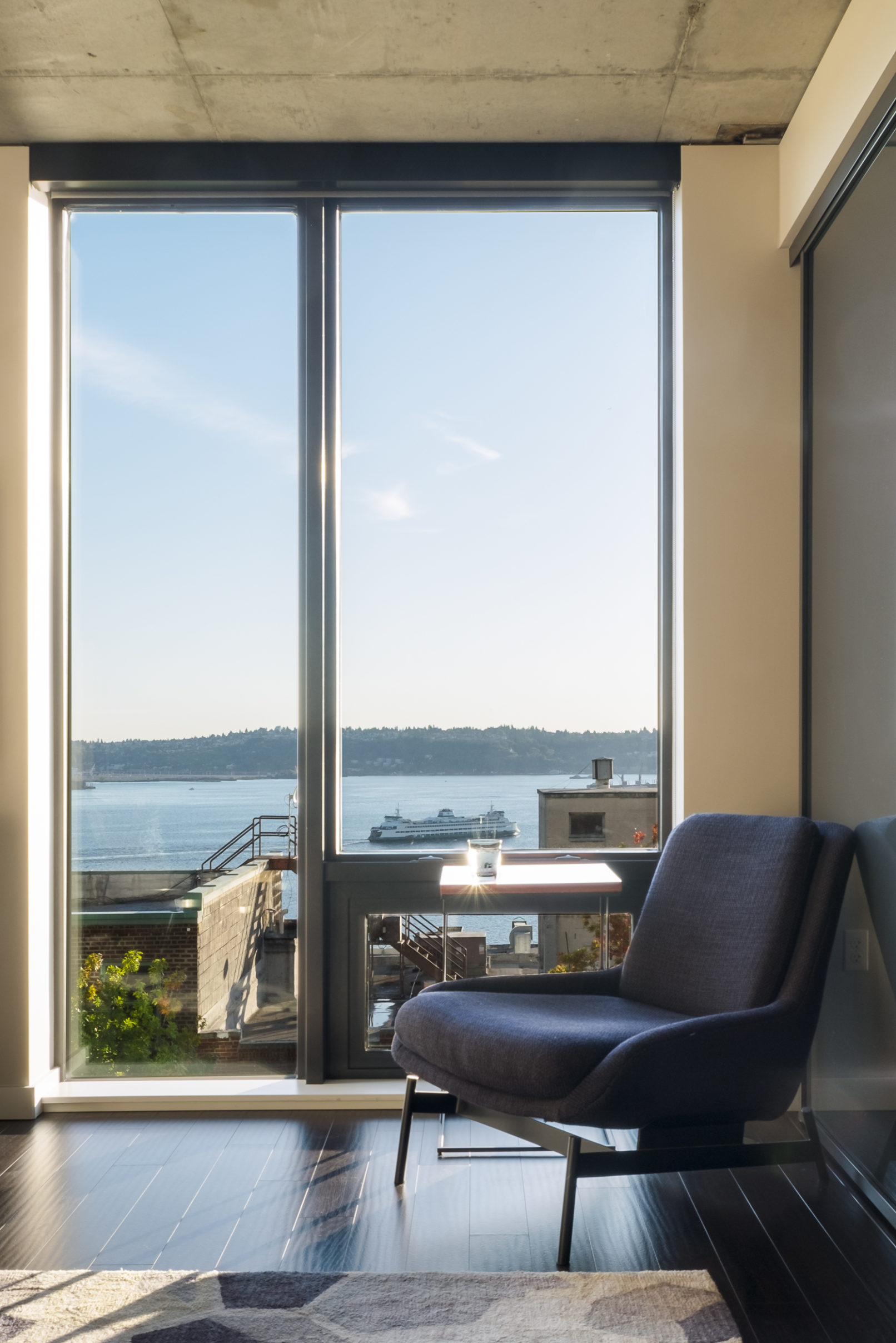 Sequel Apartments Thompson Residences Seattle Interior Design Photography Blu Dot Field Lounge Chair Jensen Fey Architects